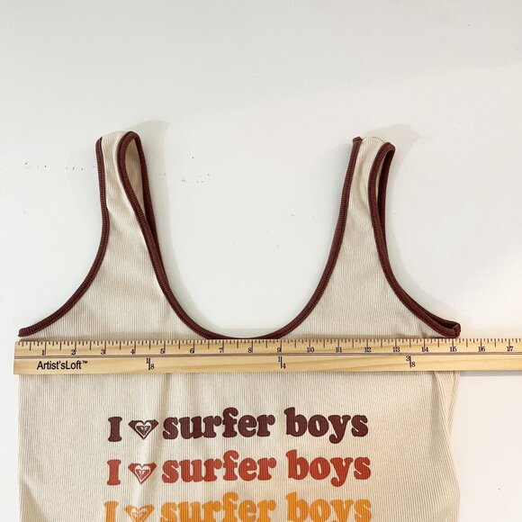 Roxy I Heart Surfer Boys Logo Spell Out Ribbed Tank Top Crop Top - Size Large - Picture 4 of 5